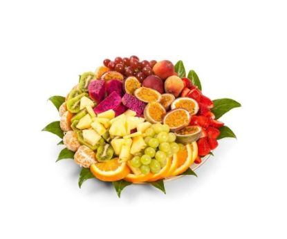 תמונה של מגש פירות צבעוני בעיגול