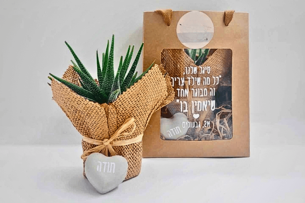 תמונה של עציץ בשקית ממותגת