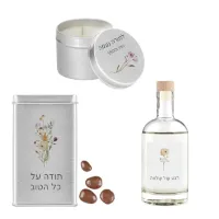 מפיץ ריח + נר + מארז שוקולד