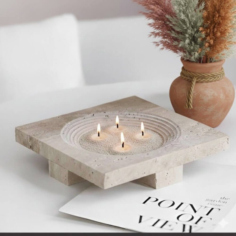 תמונה של Marble Grain Square-פניני שעווה