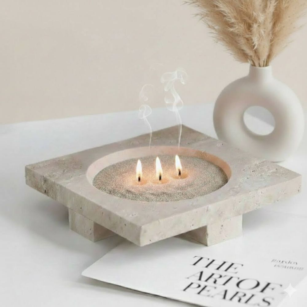 תמונה של Marble Grain Square-פניני שעווה