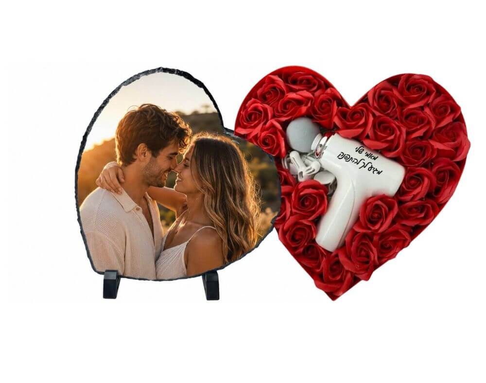 מארז אקדח אבן בזלת לב