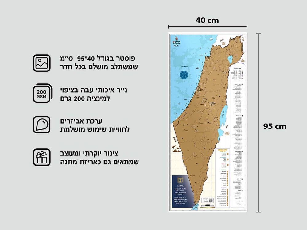 תמונה של מפת גירוד של ישראל